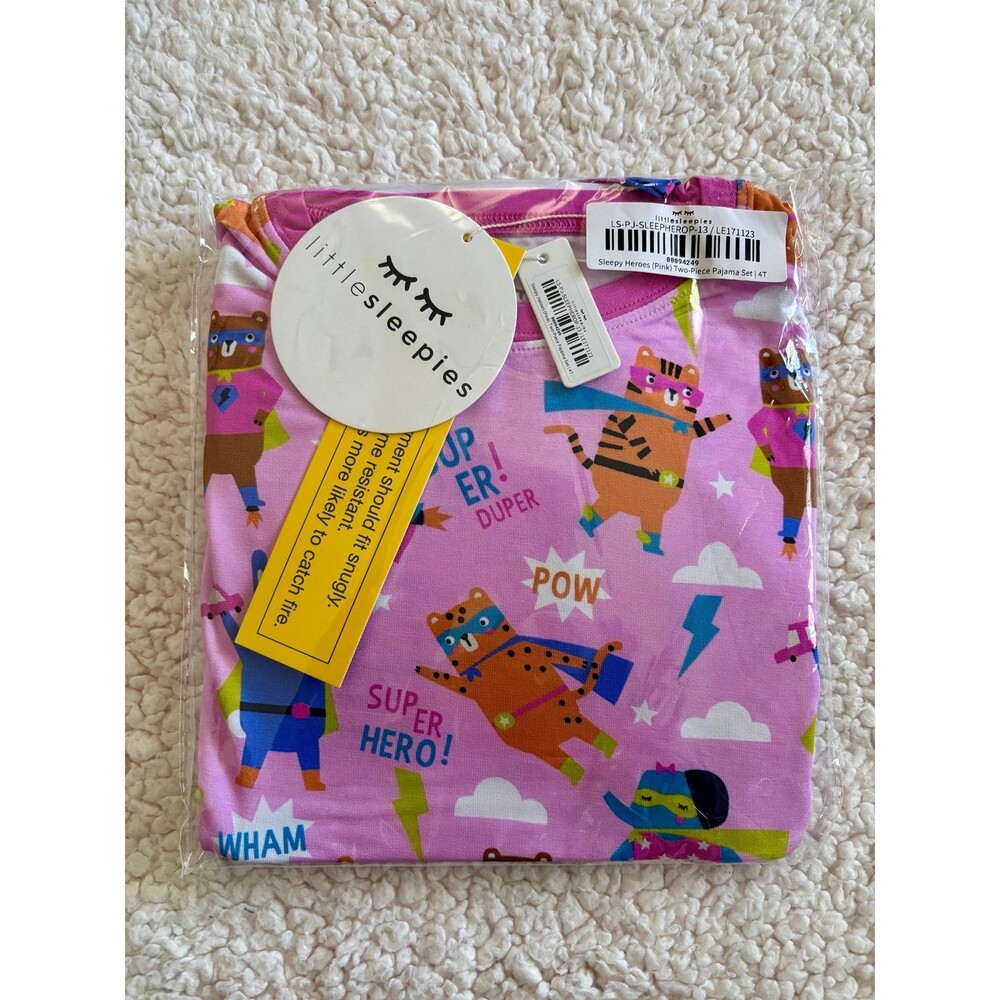 Little Sleepies Sleepy Heroes Pink pj set 4T